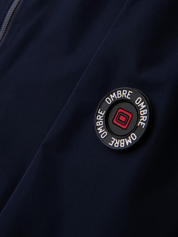 Ombre Clothing Moška jakna s kapuco in visokim ovratnikom - temno moder V2 OM-JANP-0222 Ombre Clothing