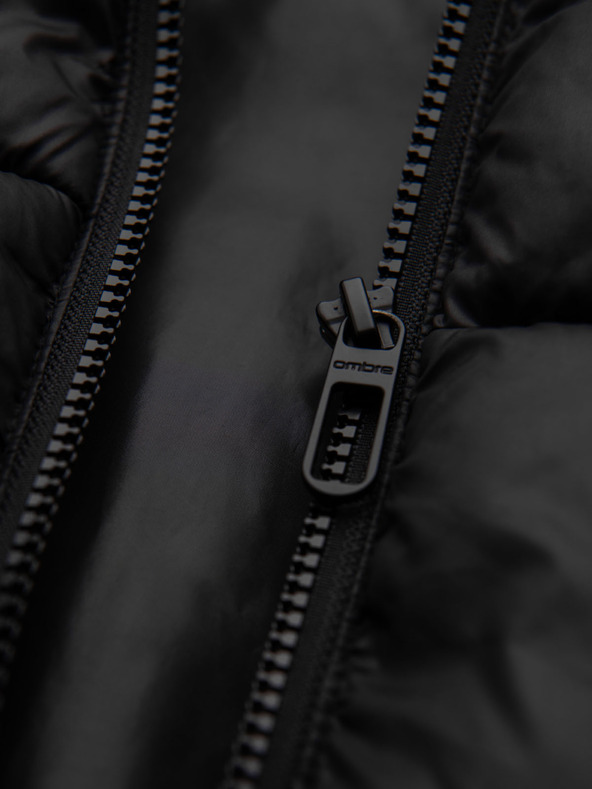Ombre Clothing Moška prešita jakna s kapuco - črna V1 OM-JAHP-0235 Ombre Clothing