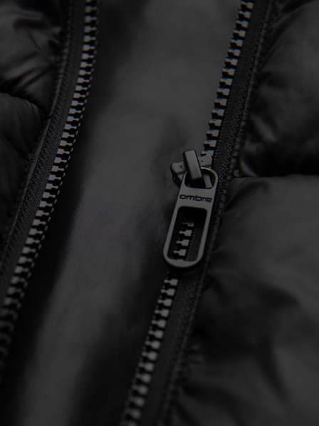 Ombre Clothing Moška prešita jakna s kapuco - črna V1 OM-JAHP-0235 Ombre Clothing