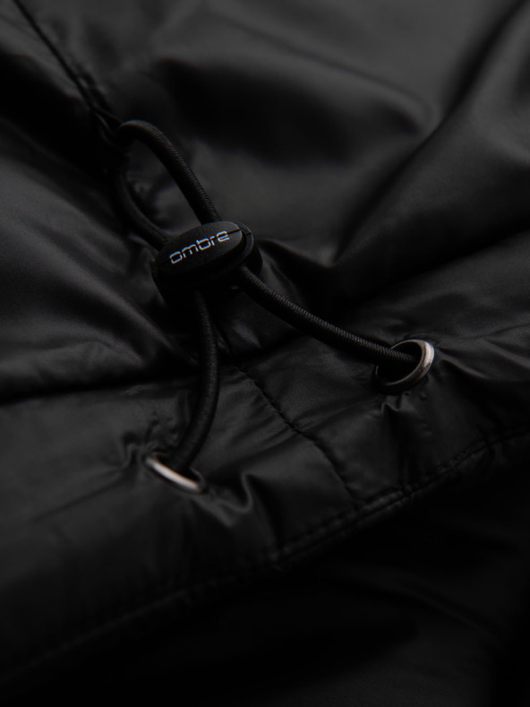 Ombre Clothing Moška prešita jakna s kapuco - črna V1 OM-JAHP-0235 Ombre Clothing