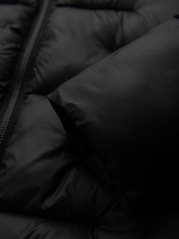 Ombre Clothing Moška prešita jakna s kapuco - črna V1 OM-JAHP-0235 Ombre Clothing