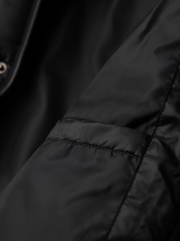 Ombre Clothing Moška jakna s kapuco in geometrijskim rombičnim prešitjem - črna V1 OM-JAHP-0237 Ombre Clothing