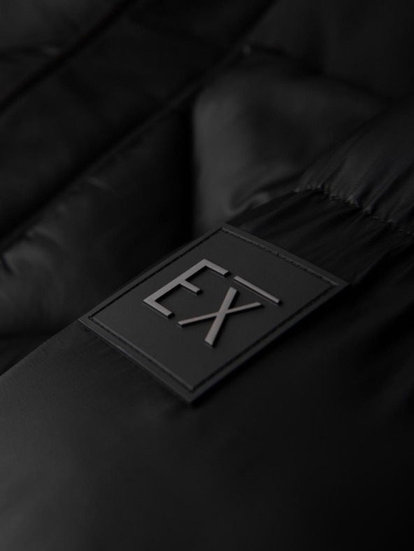 Ombre Clothing Moška jakna s kapuco in geometrijskim rombičnim prešitjem - črna V1 OM-JAHP-0237 Ombre Clothing