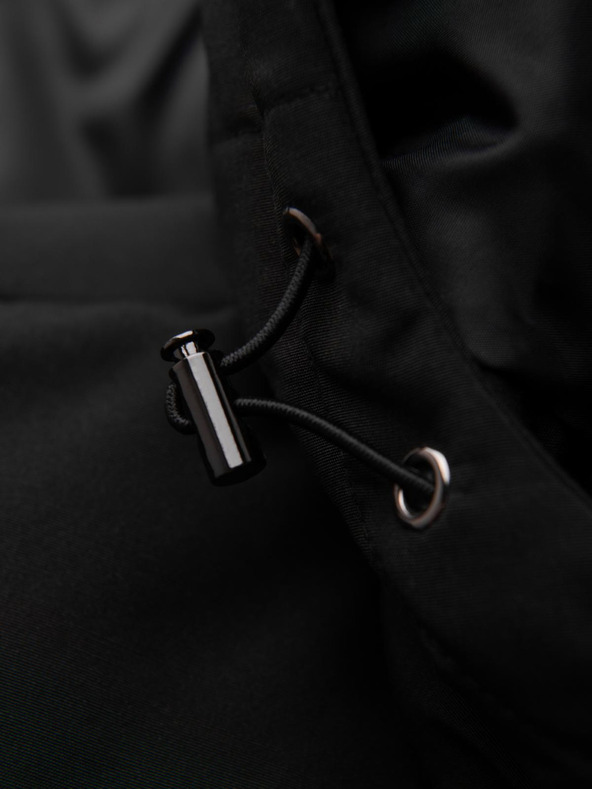 Ombre Clothing Moška jakna s kapuco in geometrijskim rombičnim prešitjem - črna V1 OM-JAHP-0237 Ombre Clothing