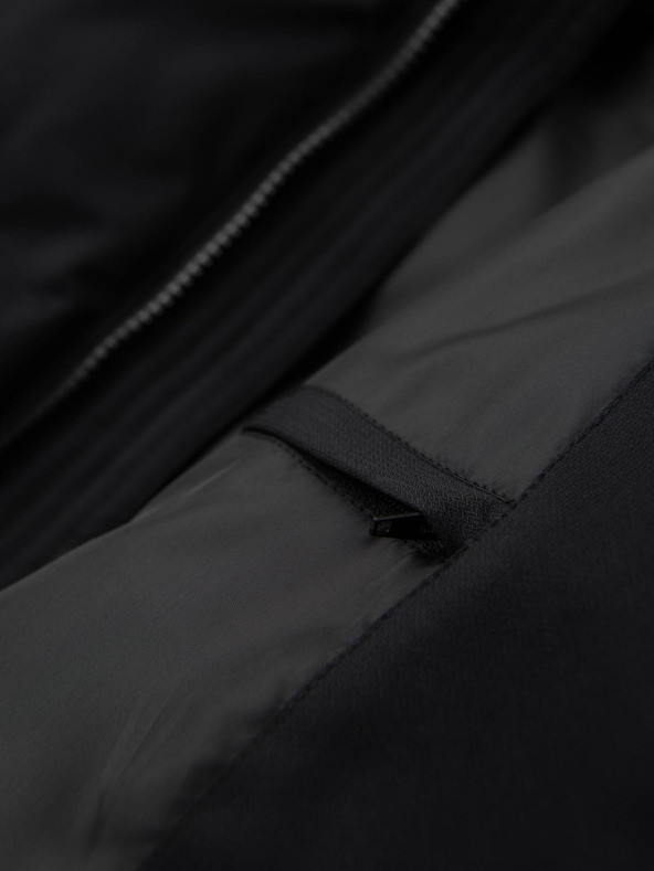 Ombre Clothing Pánska dlhá prešívaná bunda s kapuco - čierna V1 OM-JALJ-0264 Ombre Clothing