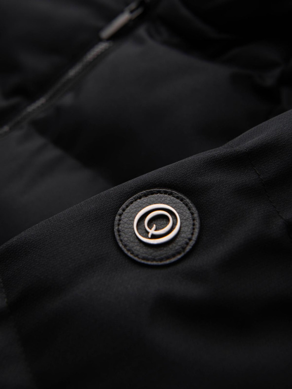 Ombre Clothing Pánska dlhá prešívaná bunda s kapuco - čierna V1 OM-JALJ-0264 Ombre Clothing