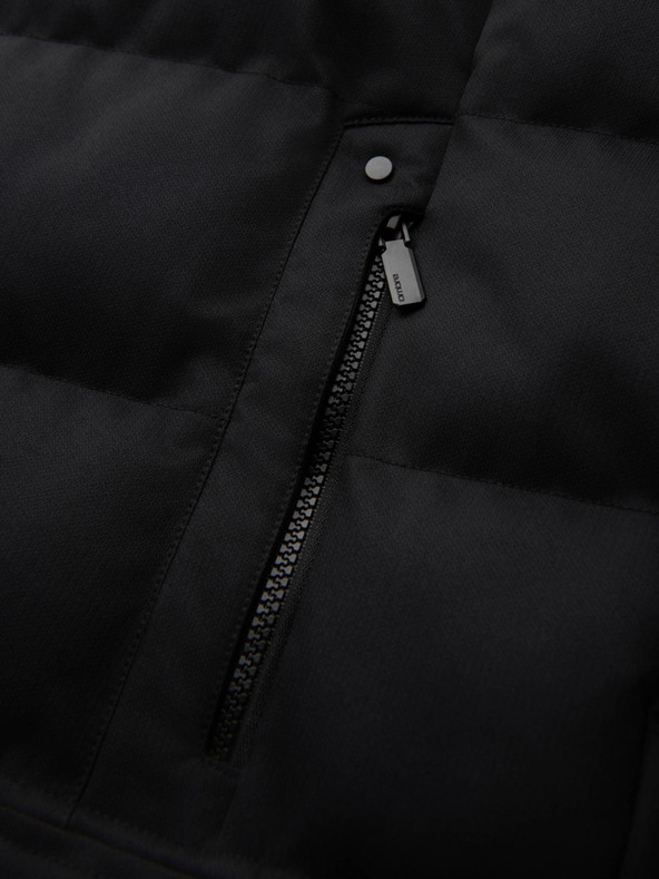 Ombre Clothing Pánska dlhá prešívaná bunda s kapuco - čierna V1 OM-JALJ-0264 Ombre Clothing