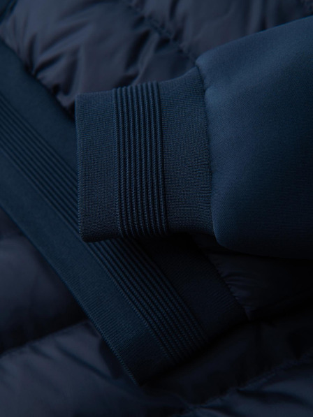 Ombre Clothing Prešívaná bunda bomber s kapuco a pletenými rukávmi - tmavo modrá V2 OM-JALP-0298 Ombre Clothing