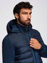 Ombre Clothing Prešívaná bunda bomber s kapuco a pletenými rukávmi - tmavo modrá V2 OM-JALP-0298 Ombre Clothing