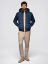 Ombre Clothing Prešívaná bunda bomber s kapuco a pletenými rukávmi - tmavo modrá V2 OM-JALP-0298 Ombre Clothing