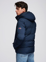Ombre Clothing Pánska zimná bunda s odnímateľnou kapuco z nepremokavej tkaniny - tmavo modrá V1 OM-JAHP-0306 Ombre Clothing