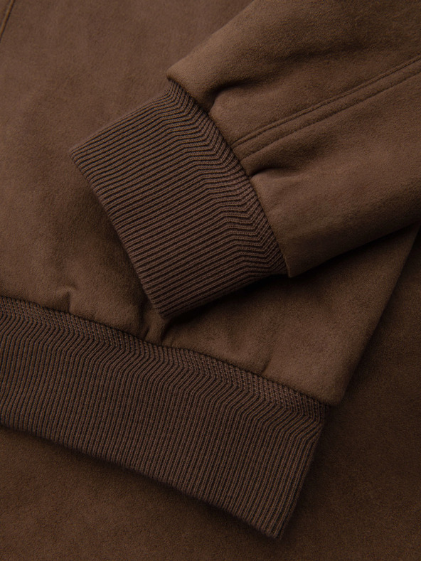 Ombre Clothing Pánska semišová bunda bomber - hnedá V1 OM-JAFL-0232 Ombre Clothing