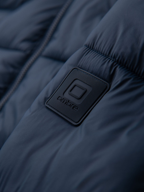 Ombre Clothing Pánska prešívaná bunda s kapuco - tmavo modrá V4 OM-JAHP-0235 Ombre Clothing