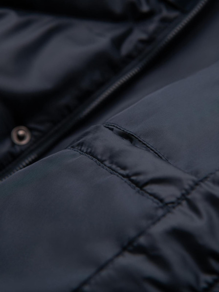 Ombre Clothing Pánska bunda s kapuco a geometrickým kosoštvorcovým prešívaním - tmavo modrá V2 OM-JAHP-0237 Ombre Clothing