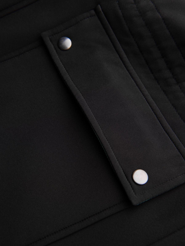 Ombre Clothing Pánsky kabát parka s flísovou podšívkou a reguláciou v páse - čierny V2 OM-JAPJ-0314 Ombre Clothing