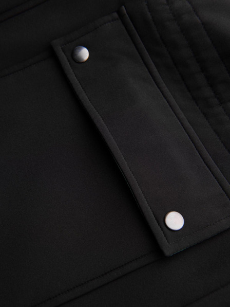 Ombre Clothing Pánsky kabát parka s flísovou podšívkou a reguláciou v páse - čierny V2 OM-JAPJ-0314 Ombre Clothing