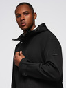 Ombre Clothing Pánsky kabát parka s flísovou podšívkou a reguláciou v páse - čierny V2 OM-JAPJ-0314 Ombre Clothing