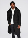 Ombre Clothing Pánsky kabát parka s flísovou podšívkou a reguláciou v páse - čierny V2 OM-JAPJ-0314 Ombre Clothing
