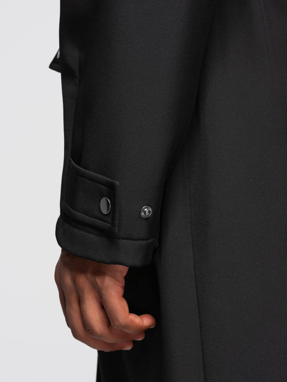 Ombre Clothing Pánsky kabát parka s flísovou podšívkou a reguláciou v páse - čierny V2 OM-JAPJ-0314 Ombre Clothing