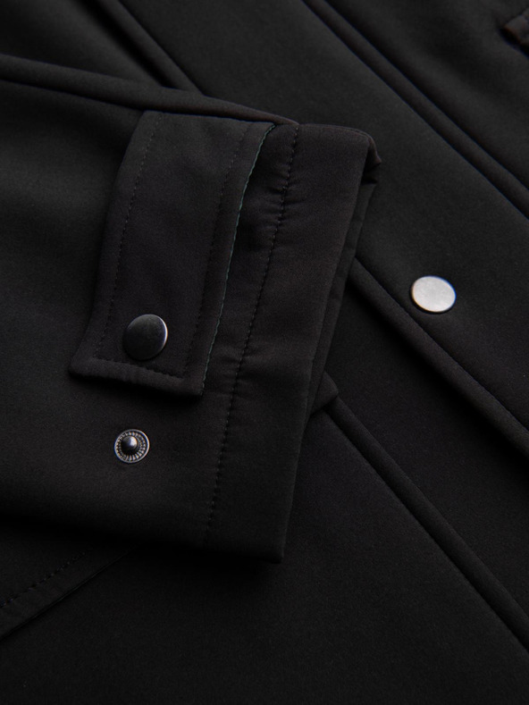 Ombre Clothing Pánsky kabát parka s flísovou podšívkou a reguláciou v páse - čierny V2 OM-JAPJ-0314 Ombre Clothing