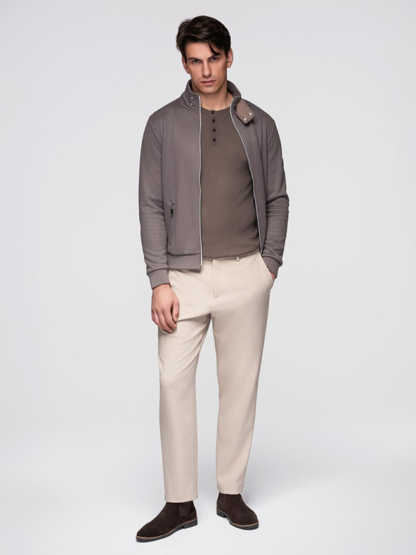 Ombre Clothing Pánska bunda s vysokým golierom a flísovým vnútrom - ash V2 C645 Ombre Clothing