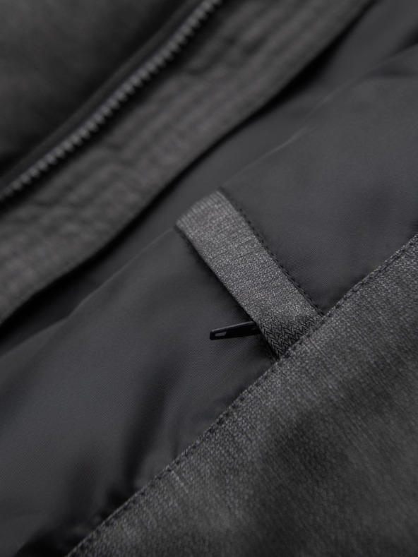 Ombre Clothing Pánska dlhá prešívaná bunda s kapuco - siva V2 OM-JALJ-0264 Ombre Clothing