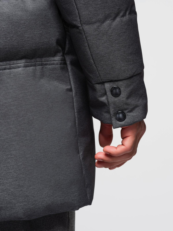 Ombre Clothing Pánska dlhá prešívaná bunda s kapuco - siva V2 OM-JALJ-0264 Ombre Clothing