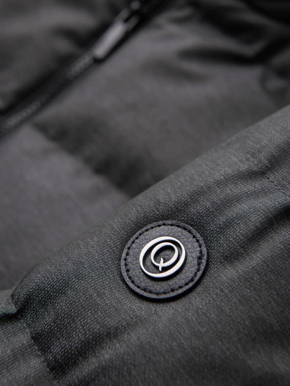 Ombre Clothing Pánska dlhá prešívaná bunda s kapuco - siva V2 OM-JALJ-0264 Ombre Clothing