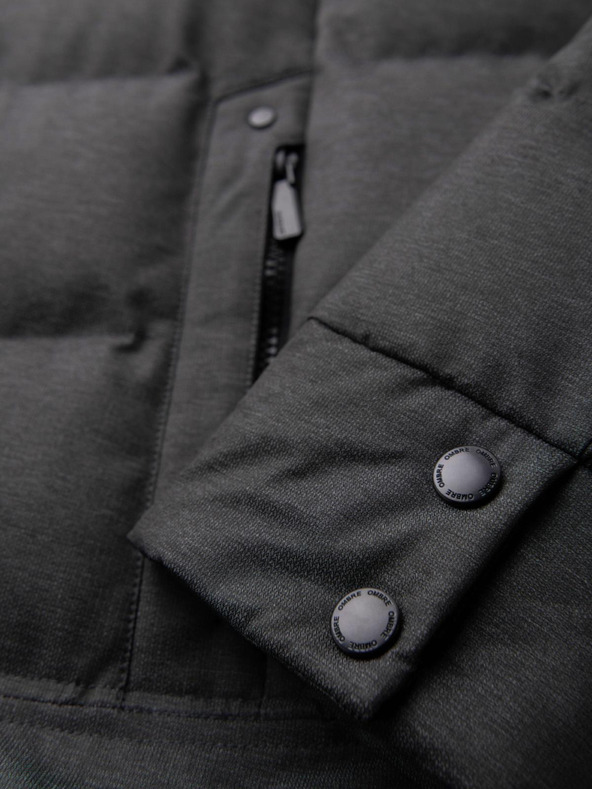 Ombre Clothing Pánska dlhá prešívaná bunda s kapuco - siva V2 OM-JALJ-0264 Ombre Clothing