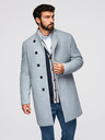 Ombre Clothing Pánsky kabát s vysokým golierom a asimetričným zapínaním - sivý melír V1 OM-COWC-0141 Ombre Clothing