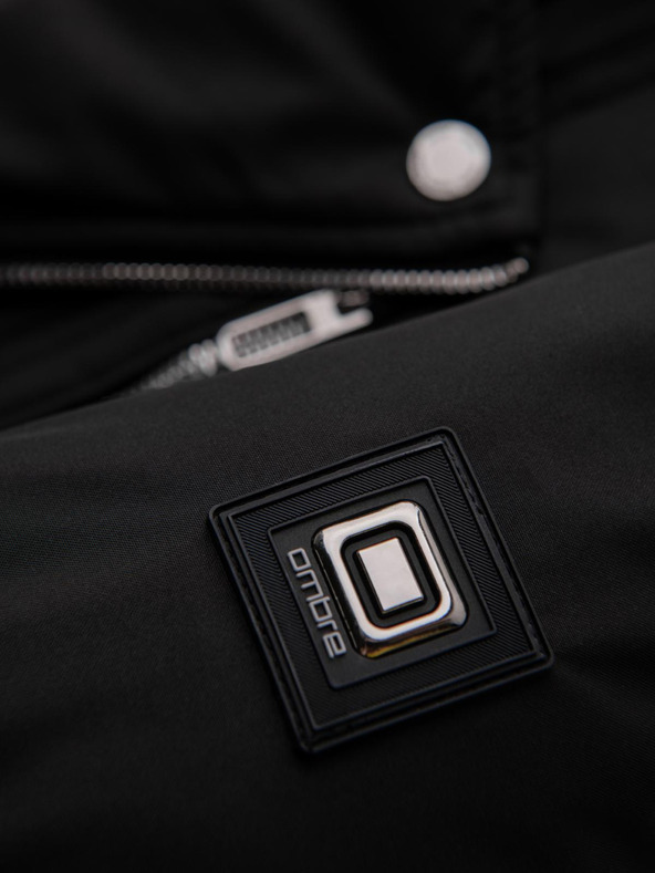 Ombre Clothing Pánska prešívaná bunda s kapuco - čierna V1 OM-JAHP-0252 Ombre Clothing