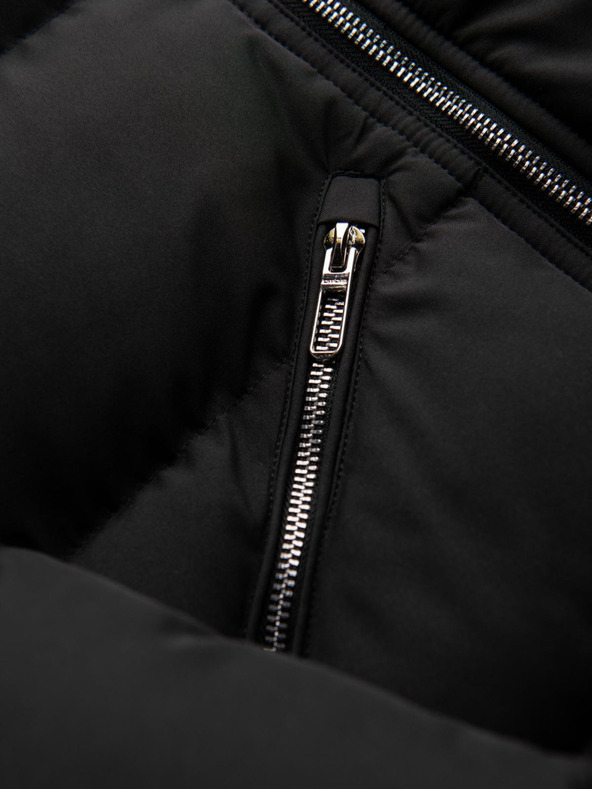 Ombre Clothing Pánska prešívaná bunda s kapuco - čierna V1 OM-JAHP-0252 Ombre Clothing