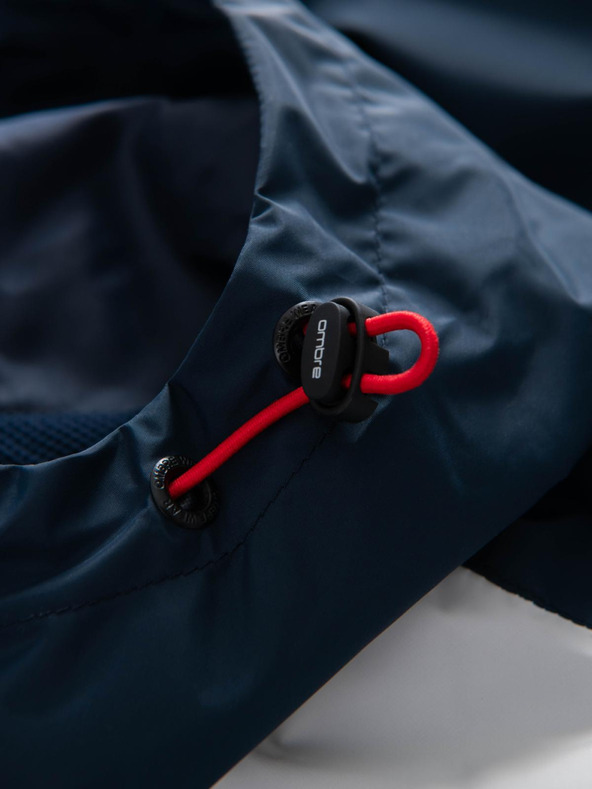 Ombre Clothing Pánska kontrastná vetrovka s kapuco - tmavo modrá a biela V1 OM-JANP-0228 Ombre Clothing