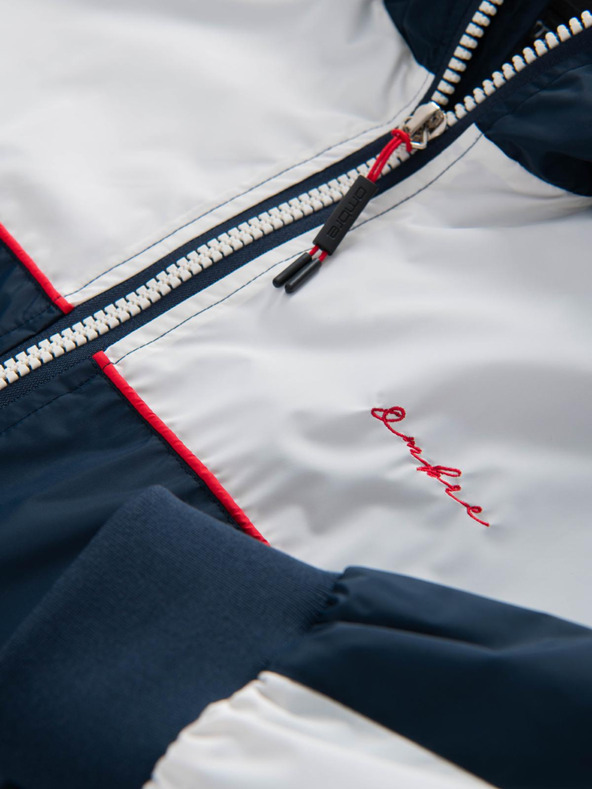 Ombre Clothing Pánska kontrastná vetrovka s kapuco - tmavo modrá a biela V1 OM-JANP-0228 Ombre Clothing