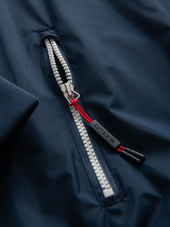 Ombre Clothing Pánska kontrastná vetrovka s kapuco - tmavo modrá a biela V1 OM-JANP-0228 Ombre Clothing