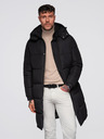 Ombre Clothing Pánska dlhá prešívaná zimná bunda s kapuco - čierna V1 OM-JALJ-0309 Ombre Clothing