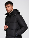 Ombre Clothing Pánska dlhá prešívaná zimná bunda s kapuco - čierna V1 OM-JALJ-0309 Ombre Clothing
