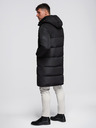 Ombre Clothing Pánska dlhá prešívaná zimná bunda s kapuco - čierna V1 OM-JALJ-0309 Ombre Clothing