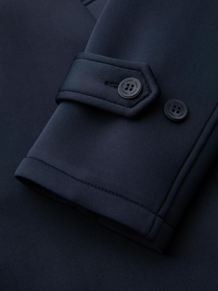 Ombre Clothing Pánsky minimalistický kabát strednej dĺžky s kapuco - tmavo modrý V5 OM-COLC-0144 Ombre Clothing