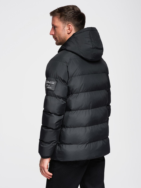 Ombre Clothing Pánska prešívaná zateplená bunda s raglánovými rukávmi - čierna V4 OM-JAHP-0302 Ombre Clothing