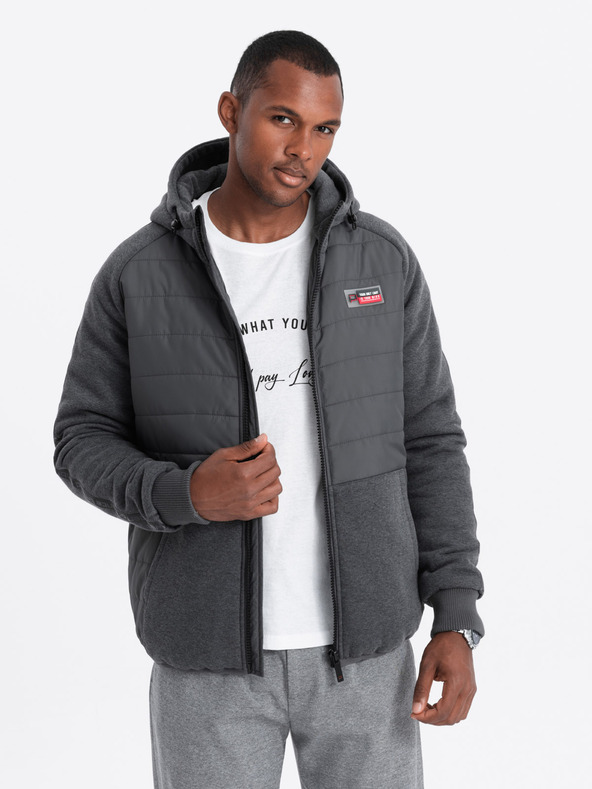 Ombre Clothing Pánska prechodná bunda - tmavo siva C601 Ombre Clothing