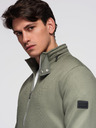 Ombre Clothing Pletená bunda s flísovou podšívkou a vysokým golierom - khaki V3 C645 Ombre Clothing