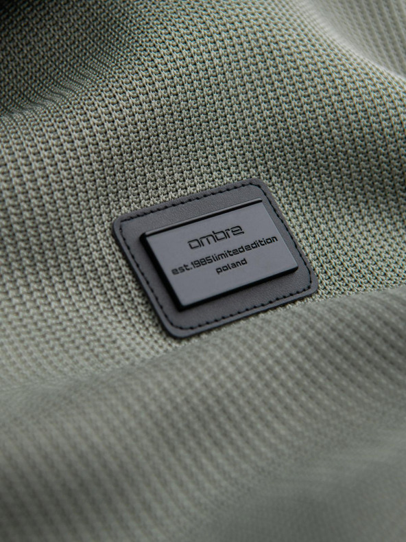 Ombre Clothing Pletená bunda s flísovou podšívkou a vysokým golierom - khaki V3 C645 Ombre Clothing