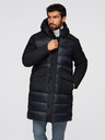 Ombre Clothing Pánska dlhá prešívaná bunda s veľkými vreckami - čierna V1 OM-JALJ-0308 Ombre Clothing