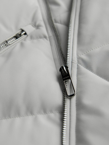 Ombre Clothing Pánska prešívaná bunda s kapuco - svetlo siva V4 OM-JAHP-0252 Ombre Clothing