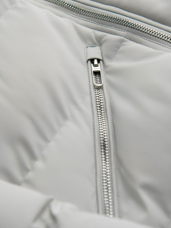 Ombre Clothing Pánska prešívaná bunda s kapuco - svetlo siva V4 OM-JAHP-0252 Ombre Clothing