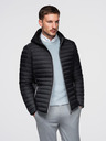 Ombre Clothing Moška ultralagana jakna iz naravnega puhlega perja s žepom - črna V1 OM-JALP-0211 Ombre Clothing