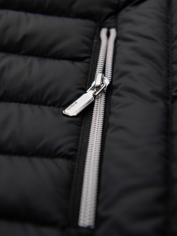 Ombre Clothing Moška ultralagana jakna iz naravnega puhlega perja s žepom - črna V1 OM-JALP-0211 Ombre Clothing