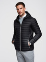Ombre Clothing Moška ultralagana jakna iz naravnega puhlega perja s žepom - črna V1 OM-JALP-0211 Ombre Clothing