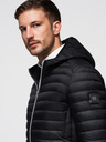 Ombre Clothing Moška ultralagana jakna iz naravnega puhlega perja s žepom - črna V1 OM-JALP-0211 Ombre Clothing